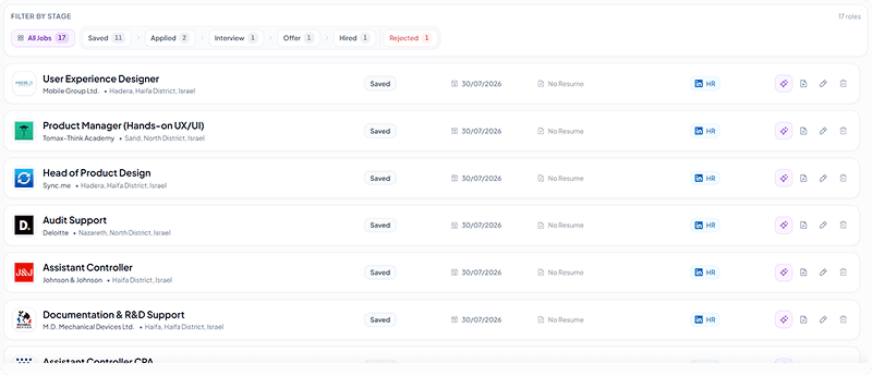 Application Tracker Interface